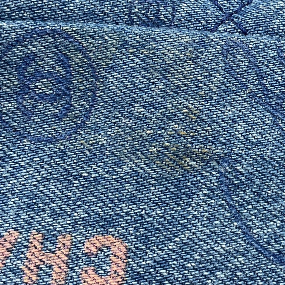 CHANEL 2022 BLUE MULTI QUILTED FRINGED LOGO PRINTED DENIM MOOD CHAIN MINI SHOULD - Picture 9 of 13